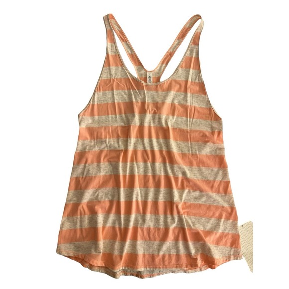lululemon athletica Tops - NEW Lululemon Size 12 Om Racer Back Top Tank Orange Khaki Striped Active Workout